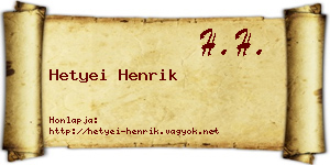 Hetyei Henrik névjegykártya